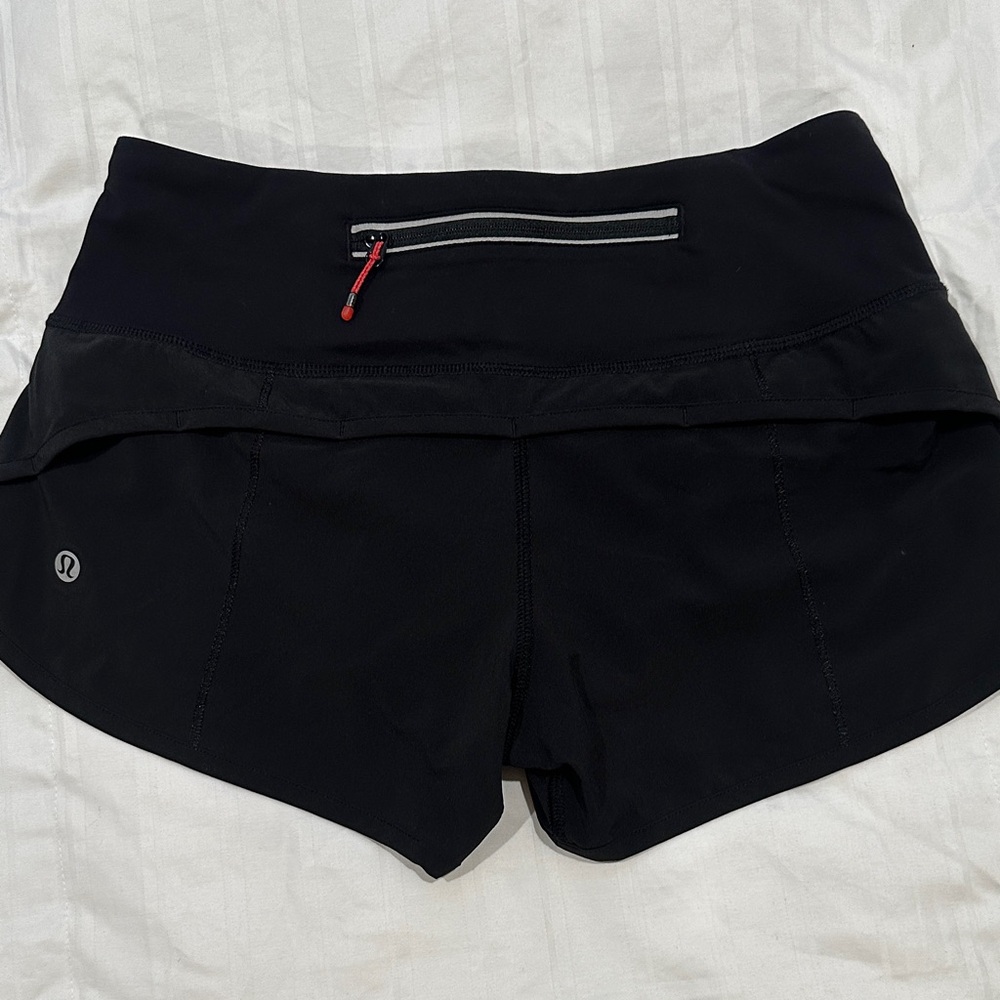 lululemon athletica Black Athletic Shorts with Rear Zip Pocket